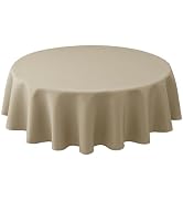 Biscaynebay Textured Fabric Round Tablecloths 60" for Round Tables diameters from 28" to 48", Nat...