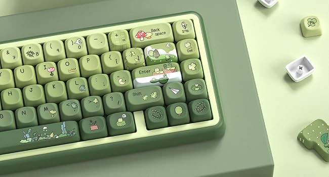 Green Frog Keycap Set, PBT Custom Keycaps 60% 75% 100%,dye Sublimation Keyboard Key caps,MOA Profile