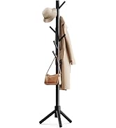 Pipishell Sturdy Wooden Coat Stand, 3 Adjustable Sizes Coat Tree with 8 Hooks, Coat Stands for Ha...