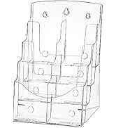 Suwimut Acrylic Brochure Holder 8.5x11 Inch, 4 Tier Clear Literature Organizer Magazine Stand wit...