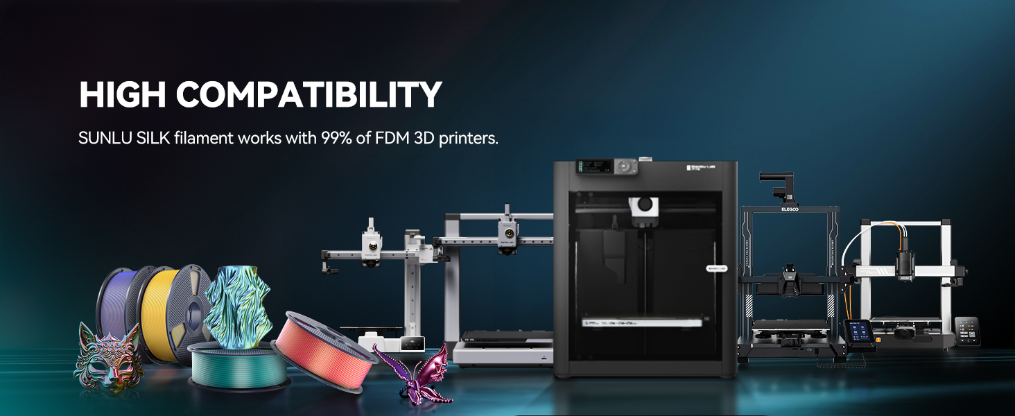 sunlu 3d printer filament quadruple silk filament color changing multicolored multi color sunlu silk