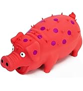 POPLAY Pig Dog Squeaky Toys, Red Dog Puppy Chew Grunting Latex Squeeze Toy Durable for Dog Dental...
