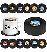 24 PCS Retro Decor Vinyl Record Coasters Music Gift ,Bars?Birthdays, Parties for Music Lovers Col...