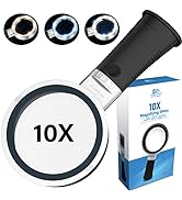 MagniPros Large 10X Magnifying Glass with 3 Light Modes Anti-Glare LED Lighted Reading Magnifier ...