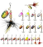Lilureena Fishing Lures Spinnerbait, Hard Metal Spinner Baits with Hooks for Bass Trout Salmon Fr...