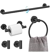 TQKAG Matte Black 5 Piece Bathroom Hardware Accessories Set 23.6" SUS304 Stainless Steel Bathroom...