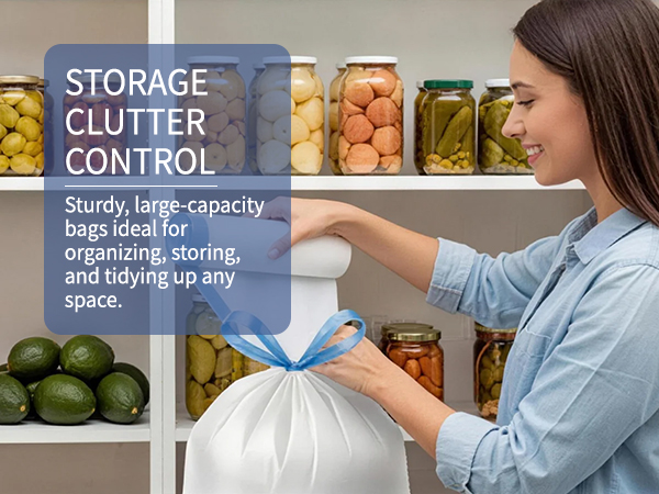 Small Trash Bags 4 Gallon with Drawstring White Plastic Garbage Bags