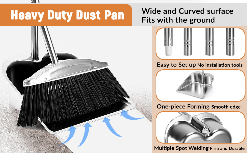 Broom dust pan dustpan broom with dustpan combo set broom and dustpan set heavy duty Broo outdoor