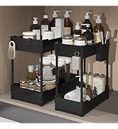 Sevenblue 2 Pack Under Sink Organizer, Under Bathroom Cabinet Organizer with Hooks Hanging Cup, M...
