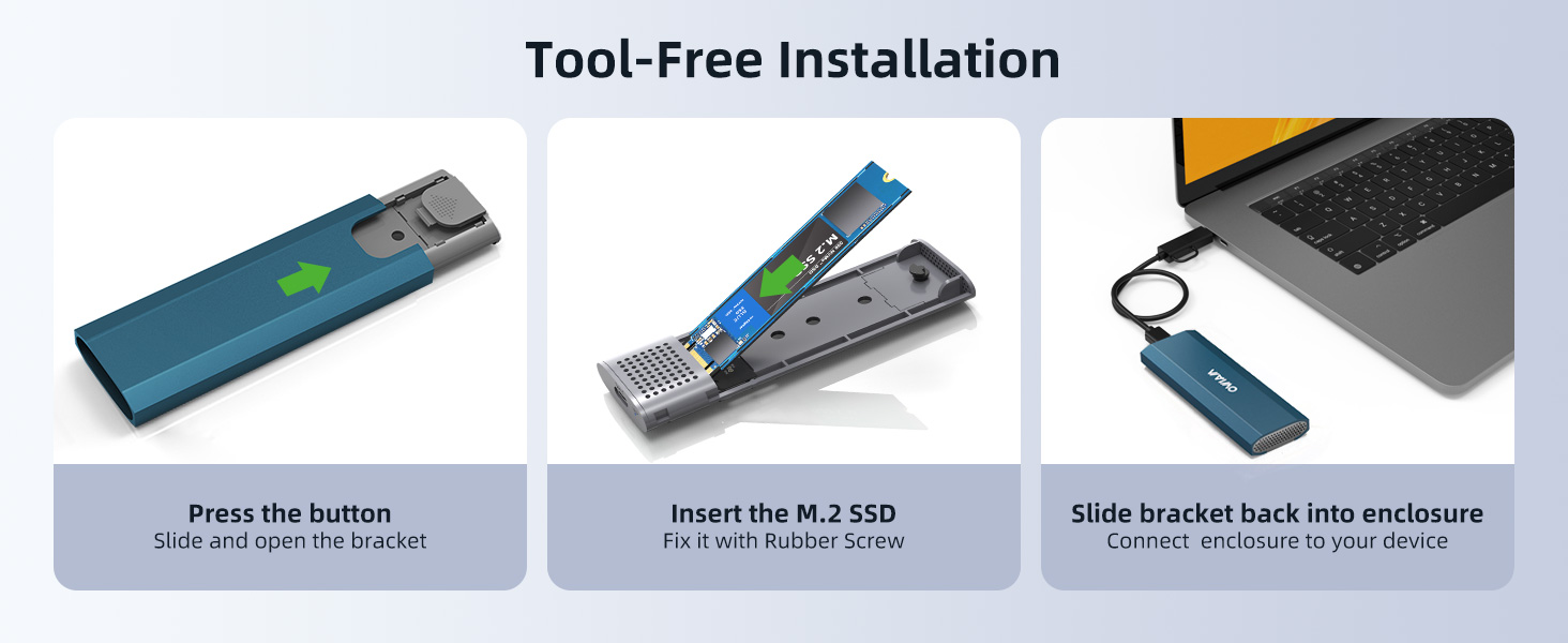 MAIWO USB 3.1 Gen 2 External Enclosure for M.2 NVMe SSD 2230/2242/2260/2280, Tool Free