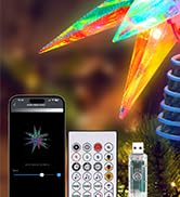 Ariceleo RGB LED Color Changing Christmas Tree Topper Star - APP-Controlled, USB Powered, Decorat...