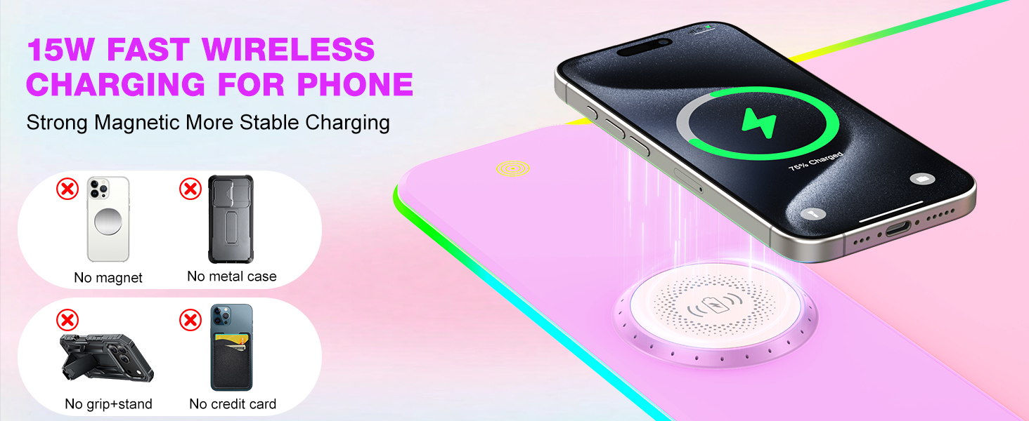 TARKARI Magnetic Wireless Charging RGB Mouse Pad