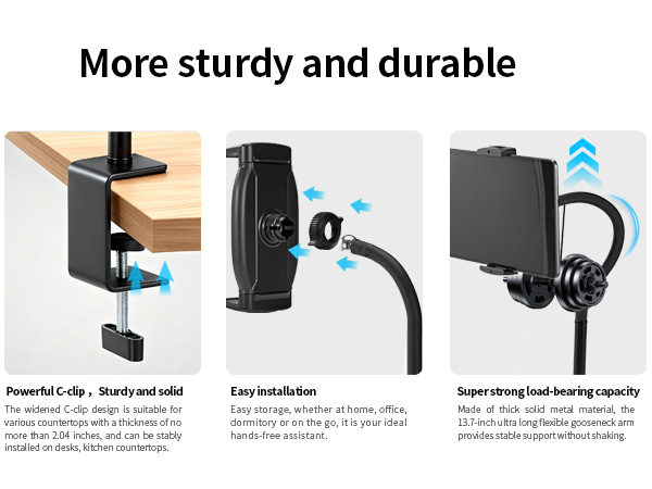 Gooseneck iPad Holder Clamp Mount