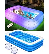 Inflatable Pool with Pool Lights and Seat, Durable Thickened Large Size Family Inflatable Pools f...