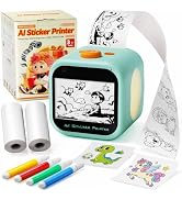 AI Voice Sticker Maker for Kids, Touchscreen Inkless Thermal for DIY Fun | Portable Sticker Print...
