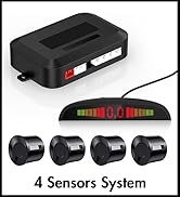 EKYLIN Car Auto Vehicle Reverse Backup Radar System with 4 Parking Sensors Distance Detection + L...