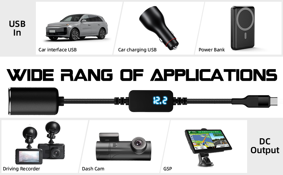 USB C to 12V Cigarette Lighter