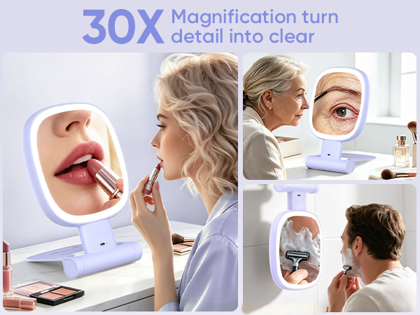 Travel magnifying makeup mirror 1X/30X