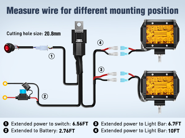 4 Inch 60W Amber LED Pods with Wiring Harness kit