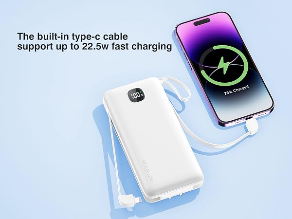 power bank with built in cable and wall plug