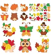 DIYASY 12 Pcs Fall Craft Kits for Kids, Cute Animals DIY Crafts Stickers Bulk Set Make Your Own F...