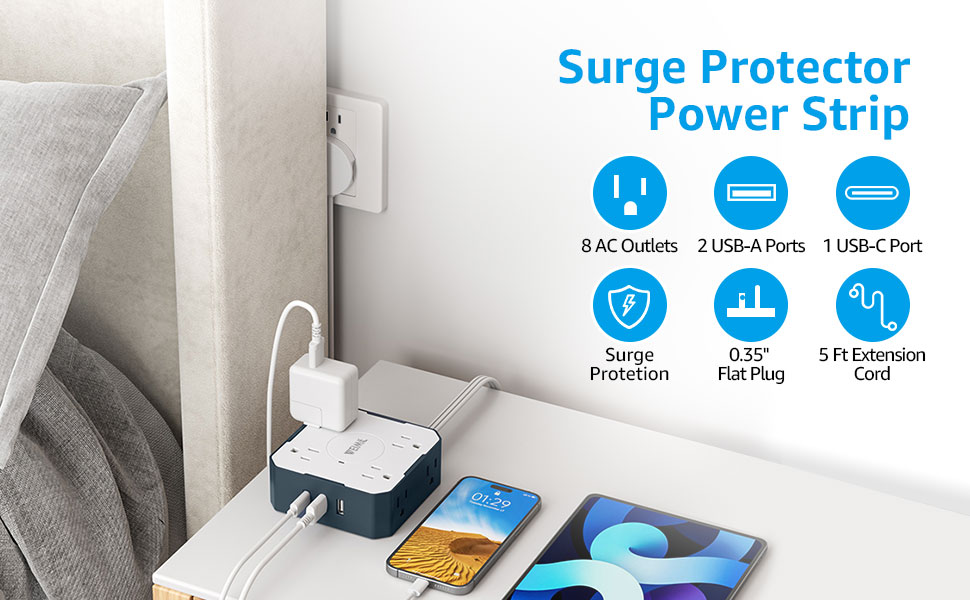 flat plug power strip