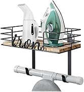 TJ.MOREE Hanger wall mount - Laundry Room Iron and ironing board Holder, Metal with Large Storage...