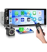 6.9 Inch Single Din Car Stereo with Wireless CarPlay/Android Auto/Mirror Link,1 Din IPS Touchscre...