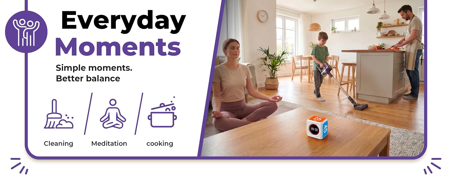 Visual timer for daily routines, cleaning, cooking, meditation, mindfulness, and time management