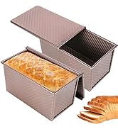 Spmarkt 2pack Pullman Bread Pans with Lid, 1LB Capacity Bread Loaf Pan, Non-Stick, Easy Release S...