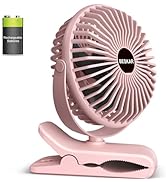 BESKAR Portable Clip on Fan Rechargeable, 4 Speeds Small Battery Operated Fan, USB Desk Fan with ...