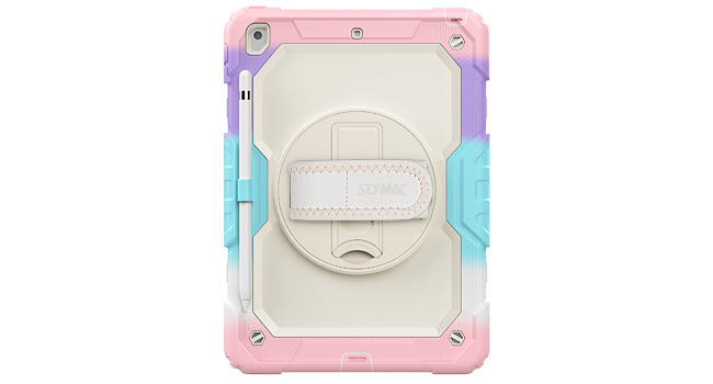 SEYMAC stock Case for iPad 9th 8th 7th Generation 10.2'', Full-Body Drop Protection colorful Pink