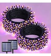 JMEXSUSS Orange and Purple Solar Halloween Lights, 2 Pack Total 400 LED Solar String Lights Outdo...