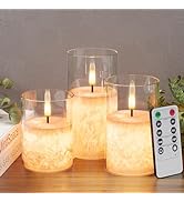 VIODAIM Crystal Texture Design Flickering Flameless Candles with Remote &amp; Timer, Real Wax Battery...