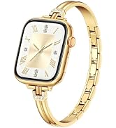 AIRSPO Slim Band Compatible for Apple Watch Bands for Women 38mm 40mm 41mm 42mm,Thin Metal Strap ...