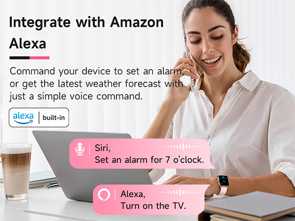 Smart Watch for Women Android &amp; iPhone, Alexa Built-in, IP68 Waterproof