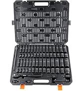 VEVOR 1/2" Drive Impact Socket Set, 65 Piece SAE 3/8" to 1-1/4" and Metric 10-24mm, 6 Point Cr-V ...