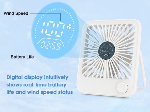 white portable desk fan