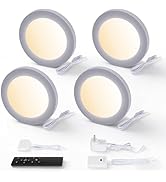 V4light Smart Puck Lights 4 Pack, Plug-in Under Cabinet Lighting for Kitchen, Closet &amp; Shelf, App...