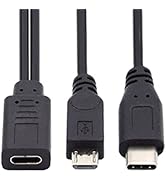 chenyang USB C Female 1 to 2 USB C/Micro USB Male Y Splitter Extension Charge Cable