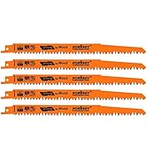 HORUSDY 9-Inch Wood Pruning Reciprocating Saw Blades, 5 Pack, 5TPI Saw Blades