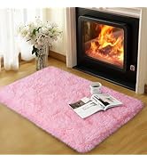 qulint Pink Rugs for Bedroom Girls, 2x3 Fluffy Area Rugs for Living Room Soft Shag Fuzzy Small Ca...