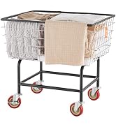 VEVOR Wire Laundry Cart, 2.8Bushel Wire Laundry Basket with Wheels, 26.7''x21.7''x26.4'' Commerci...