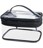 Lermende Large Clear Makeup Bag, 2 Layer Portable Makeup Organizer Bag Water-Resistant PVC Travel...