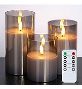 Amagic Glass LED Flameless Candles, Battery Candles, Pillar Candles Battery Operated with Remote ...