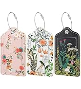 Rimilak 3 Pcs PU Leather Luggage Tags for Suitcase, Travel Cruise Luggage Tag with Privacy Flap, ...