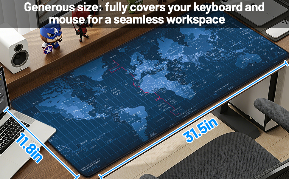 Large-size design, easily accommodates mouse and keyboard