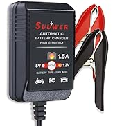 Suuwer 1.5A 8V/12V Fully-Automatic Smart Battery Charger - Trickle Charger &amp; Maintainer for Golf ...