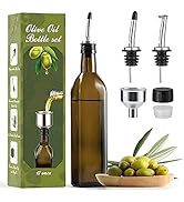 AOZITA 17oz Glass Olive Oil Dispenser - Oil and Vinegar Cruet Bottle with Stainless Steel Pourers...