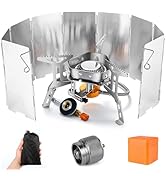 Odoland 3500W/6800W Windproof Camp Stove Camping Gas Stove with Windscreen, Fuel Canister Adapter...